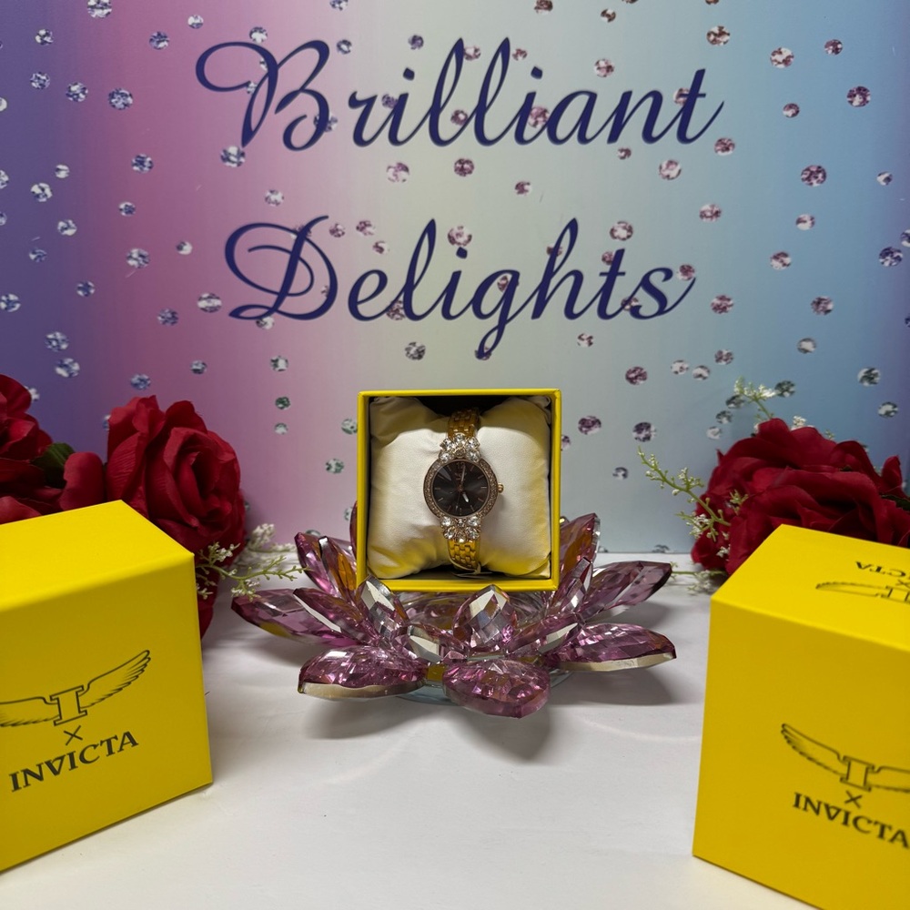 🌺NIB INVICTA FLORAL CRYSTAL WATCH